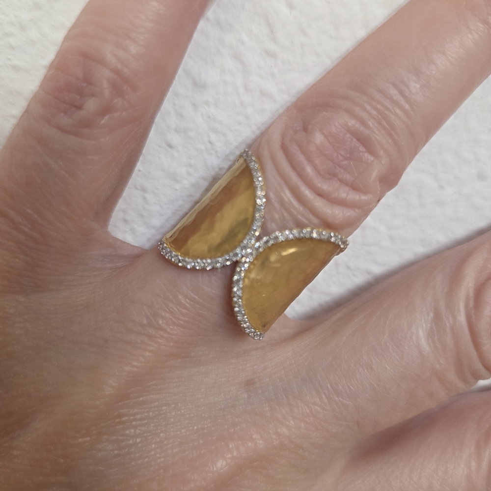 I. REISS 14K Gold & Diamond Matte & Hammer cuff ring Sz 7 *NEW* - Picture 8 of 8
